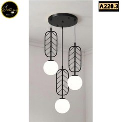 تصویر لوستر آویز سه شعله مناسب آشپزخانه و اتاق و راهرو کد A220.3 - نقره ای / خطی 