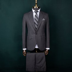 تصویر کت شلوار طوسی تیره فاستونی تک دکمه 