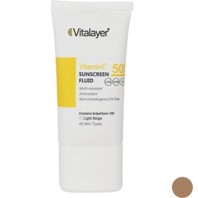 تصویر فلوئید ضدآفتاب رنگی بژ روشن ویتالیر SPF 50 مدل Vitamin C مناسب انواع پوست حجم 50 میلی لیتر 