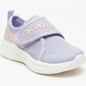 تصویر کفش ورزشی بافت‌دار دخترانه با قفل چسبی برند kappa Girls Logo Textured Sports Shoes with Hook and Loop Closure