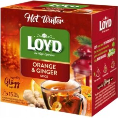 تصویر چای میوه ای لوید طعم پرتقال و زنجبیل 15 عددی 45 گرم LOYD Fruit tea LOYD Orange and Ginger flavour 15 x 3 g