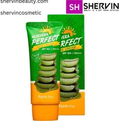 تصویر کرم ضد آفتاب فارم استی مدل ALOE VERA PERFECT حاوی SPF50 وزن 70 گرم FARM STAY ALOEVERA PERFECT SUN CREAM SPF50