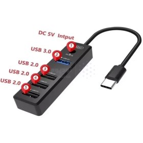 تصویر هاب 4 پورت USB3.0 ـ Earldom مدل HUB07 – مشکی 