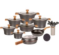 تصویر سرویس 28 پارچه سزار (تیتانیوم) درب سیلیکون جدید Candid Titanium Caesar Cookware-Set 28 Pcs new