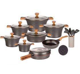 تصویر سرویس 28 پارچه سزار (تیتانیوم) درب سیلیکون جدید Candid Titanium Caesar Cookware-Set 28 Pcs new