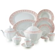 تصویر سرویس چینی زرین 12 نفره کامل او آسیس صورتی (103 پارچه) Zarin Iran Neo-Classic Oasis-Pink 103 Pieces FDC Dinnerware Set