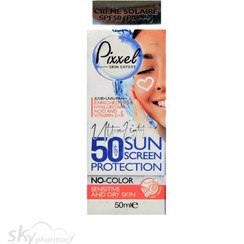 تصویر کرم ضد آفتاب پیکسل SPF50 پوست خشک بدون رنگ 
