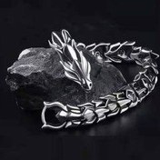 تصویر دستبند مردانه مدل اژدها از استیل 