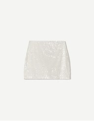 تصویر شلوارک دامنی کوتاه پولک دوزی شده زنانه سفید برشکا 