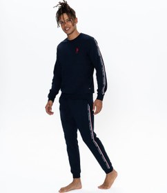 تصویر ست پیژامه آبی مردانه لباس خانه دریایی U.S. Polo Assn. 