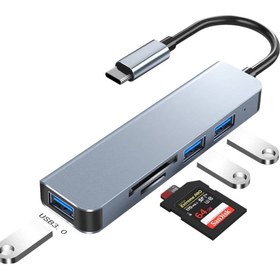 تصویر هاب 5 پورت USB3.1 و رم ریدر P-NET مدل T-3625 