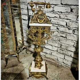 تصویر تلفن پایه دار برنزی مدل گل تاج دار در دو رنگ جذاب 