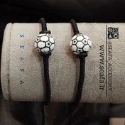 تصویر دستبند ورزشی فوتبال _توپ طوسی روشن - سایز 3 مخصوص مچ های بزرگ و آقایان / مشکی FOOTBALL BRACELET