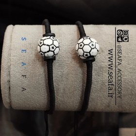 تصویر دستبند ورزشی فوتبال _توپ طوسی روشن - سایز1 مخصوص مچ های ظریف و بچه ها / مشکی FOOTBALL BRACELET