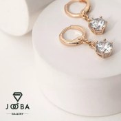 تصویر گوشواره طلایی تک نگین آویز ژوپینگ کد 1120781106 