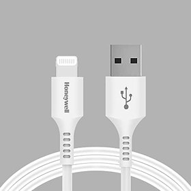 تصویر Honeywell USB to Lightning Silicone cable, 6 Feet (1.8M), MFI certified, QC 3.0, Max Output 2.4A,Fast Charge &amp; Sync Cable for iPhone, iPad, AirPods- iPod – White 