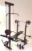 تصویر دستگاه بدنسازی ۴۸ کاره پروفیل صنعتی ۵۰/۵۰ وزنه دمبل هالتر 