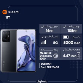 تصویر گوشی موبایل شیائومی مدل 11T 21081111RG 5G دو سیم‌ کارت ظرفیت 256 گیگابایت و رم 8 گیگابایت Xiaomi 11T 21081111RG 5G Dual SIM 256GB And 8GB RAM Mobile Phone