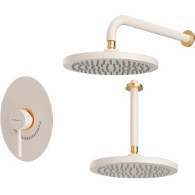 تصویر شیر حمام توکار شودر مدل روگن ABS | تیپ یک رنگ شیری طلا 