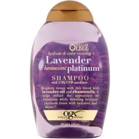 تصویر شامپو او جی ایکس OGX مدل لاوندر پلاتینیوم Lavender Platinum حجم ۳۸۵ میل| مغذی، درخشان‌کننده، بدون سولفات، حفظ رنگ پلاتینیوم و ضد قرمزی رنگ مو 