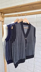 تصویر جلیقه مردانه سرمه ای سه دکمه 