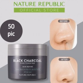 تصویر NATURAL MADE Black Charcoal Pore Toner Pad پد تونر زغال NATURAL MADE Black Charcoal Pore Toner Pad