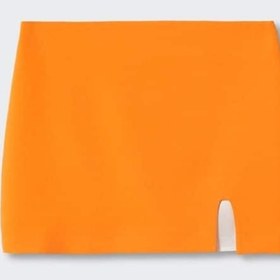 تصویر دامن کوتاه زنانه نارنجی برند mango 37041300 ا Yırtmaçlı Etek Yırtmaçlı Etek