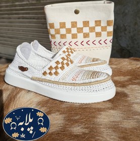 تصویر گیوه مدل شطرنجی - سفید / 42 giveh_zanane