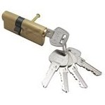 تصویر سیلندر / مغزی قفل 7 سانت تمام برنجی کلید دوشیار لاپکس در دو رنگ طلایی و ساتن - ساتن 7 cm all-brass lock cylinder/key, double-bit key, Lapex, in two colors: gold and satin