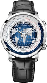 تصویر ساعت مچی مردانه agelocer مدل VP-5201A1 با بند چرمی Agelocer Men's Top Brand World Time Diamond Blue Dial Mechanical Calendar Fashion Luxury Watch 5201A1World time