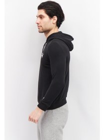 تصویر بلوز ورزشی مردانه با کلاه و آستین بلند مناسب برای فضای باز، رنگ مشکی برند reebok Men Sportswear Fit Hooded Long Sleeve Outdoor Sweatshirts, Black