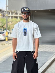 تصویر تیشرت باکسی طرحدار سفید 