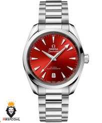تصویر ساعت مچی مردانه امگا مدل سیمستر اتوماتیک استیل صفحه قرمز 