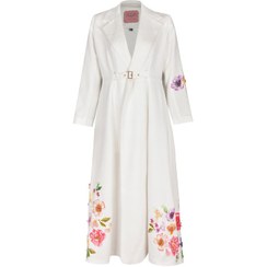 تصویر مانتو زنانه گره استایل مدل صبح بهاری رنگ سفید 