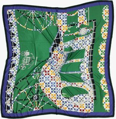 تصویر روسری هرمس سبز نخی قواره بزرگ 2995 