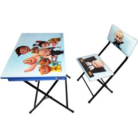 تصویر ست میز تحریر و صندلی طرح بچه رئیس مدل تاشو باکسدار 