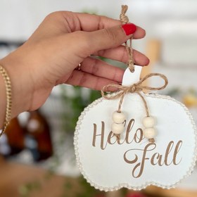 تصویر آویز دکوری مدل کدو طرح hello fall 