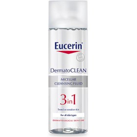 تصویر میسلار واتر 3 در 1 اوسرین حجم 200 میل | پاک کننده صورت و دور چشم Eucerin Dermato CLEAN 3-in-1 Micellar Cleansing Fluid | 200ml