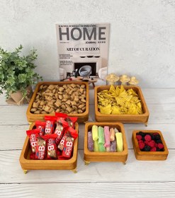 تصویر ظروف چوبی پایه دار 