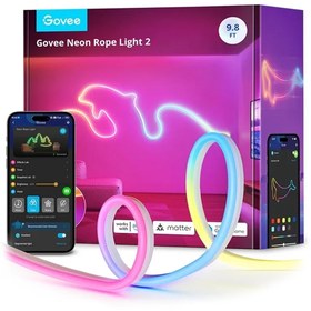 تصویر ریسه هوشمند گووی مدل RGBIC Neon Rope Light 2 H61D3 طول 3 متر Govee Neon Lights RGBIC Neon Rope Light 2 H61D3