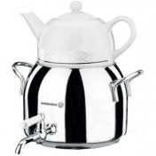 تصویر کتری قوری شیردار کرکماز مدل لونا دیاموند (1+3 لیتر) Korkmaz Luna Diamond Teapot Set 3 lt