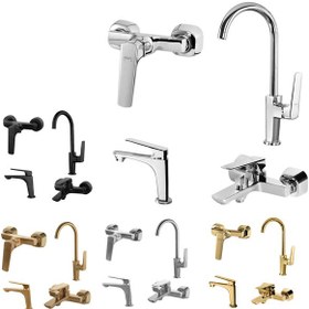 تصویر ست شیرآلات البرز روز مدل آلپاین رنگ طلایی مات 