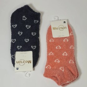 تصویر جوراب زنانه مچی طرح قلبی- کد 027 - قهوه ای 