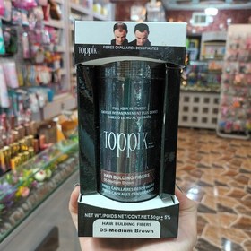 تصویر پودر پر پشت کننده ظاهری مو تاپیک هیر فیلر Toppik Hair Filler رنگ قهوه ایی متوسط 05 وزن 50 گرمی 