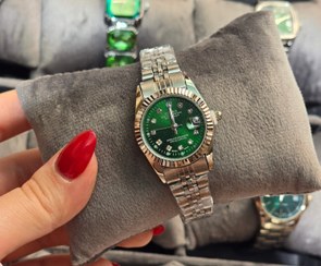 تصویر ساعت زنانه رولکس سبز 