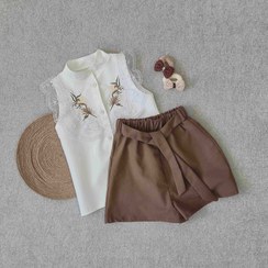 تصویر شومیز و شلوارک گلدوزی دخترانه 