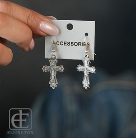 تصویر گوشواره ورشو مدل صلیب کد 3024 