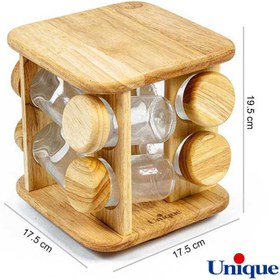 تصویر ادویه 8 تایی گردان ایستاده یونیک مدل UN-6109 Unique 8-piece spice rack, model UN-6109