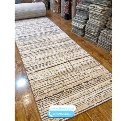 تصویر کناره گلیم مینیمال طرح مراکشی کرم قهوه ای 