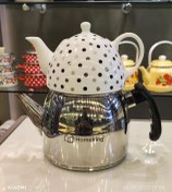 تصویر کتری قوری استیل لوله ای برند هوم کینگ پلاس دسته مشکی 